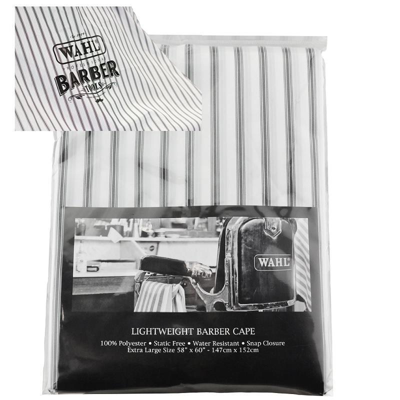 Wahl Lightweight Cape in White with Grey Stripes