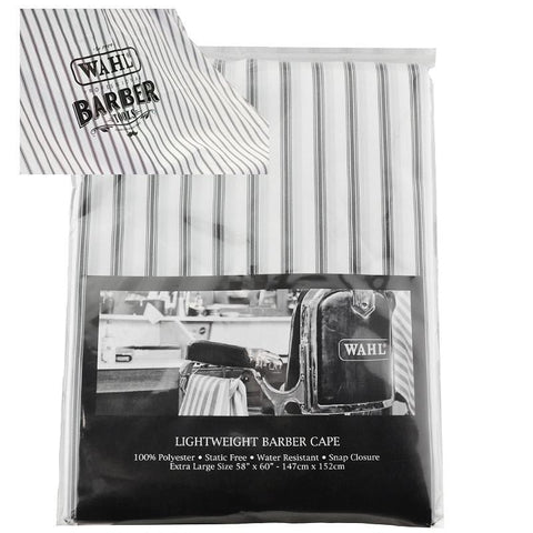 Wahl Lightweight Cape in White with Grey Stripes